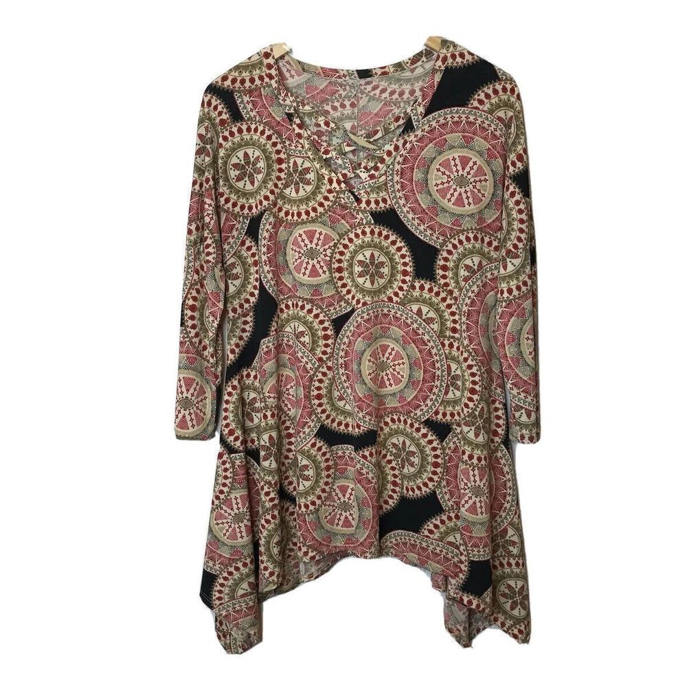 Womens Unbranded Size S Fit & Flare Top Shark Bite Stretch Lattice Front Knit